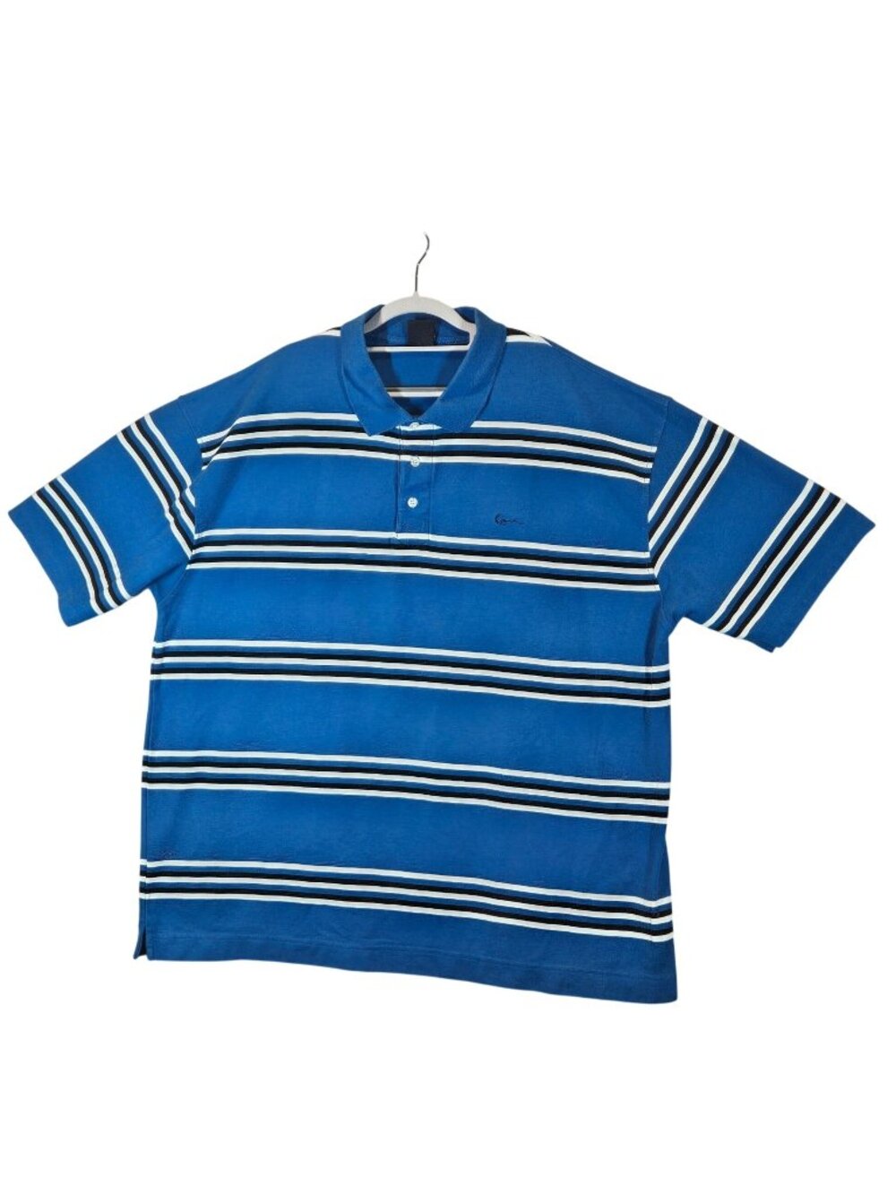 Kani Gold Mens Polo Shirt 4X Blue Stripe Short Sleeve casual breathable vacation